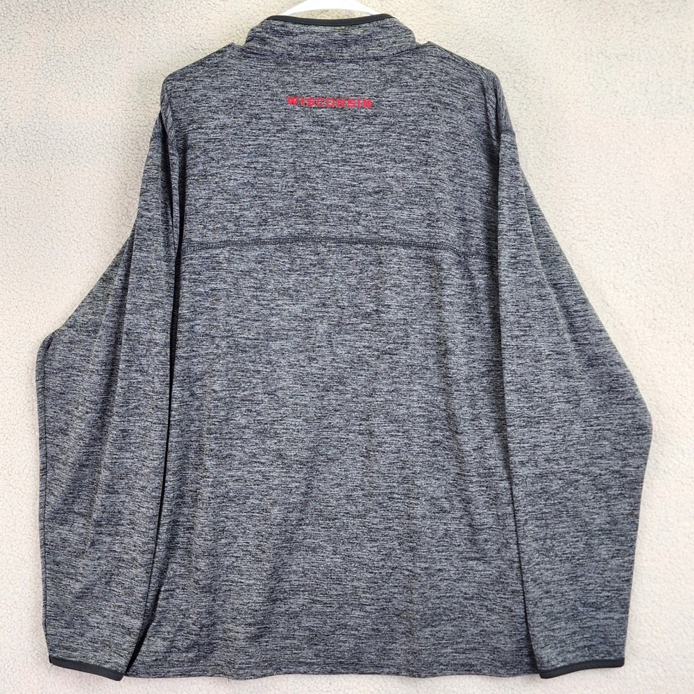 Wisconsin Badgers Quarter Zip Colosseum Pullover Mens XL Gray Space Dye Sport - Picture 7 of 13